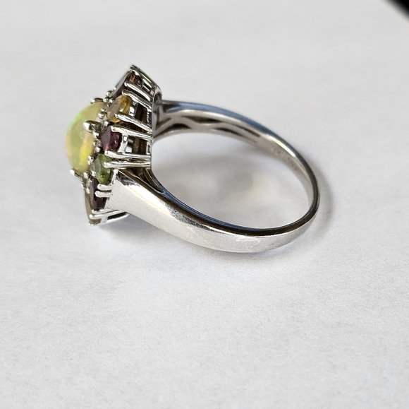 Genuine Ethiopian Opal & Multicolor Tourmaline Ring Sterling Silver Size 10! ✨️ - Picture 7 of 9